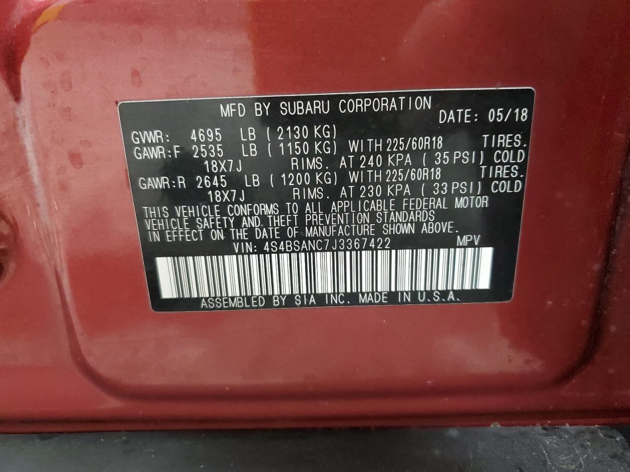 SUBARU OUTBACK 2.5I LIMITED