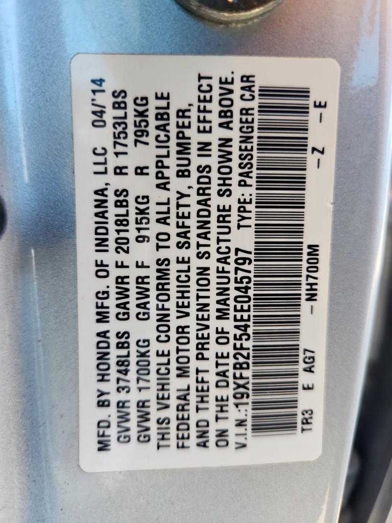 2014 HONDA CIVIC - 19XFB2F54EE045797