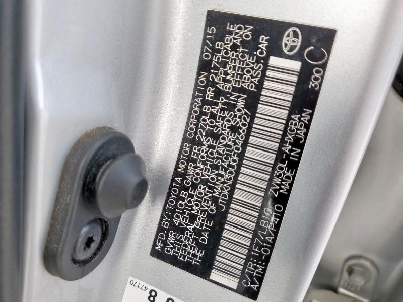 2015 TOYOTA PRIUS JTDKN3DU0F0466027