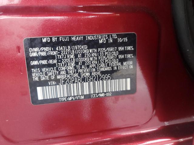 2016 SUBARU CROSSTREK JF2GPABC7GH212995