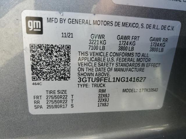 2022 GMC SIERRA LIMITED K1500 DENALI 3GTU9FEL1NG141627