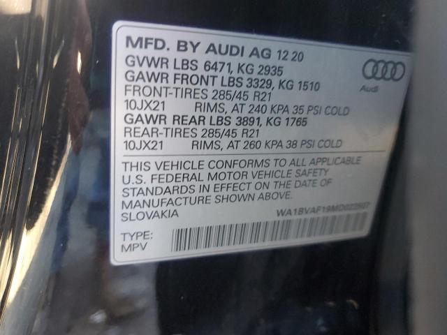 2021 AUDI Q8 PREMIUM PLUS WA1BVAF19MD022507