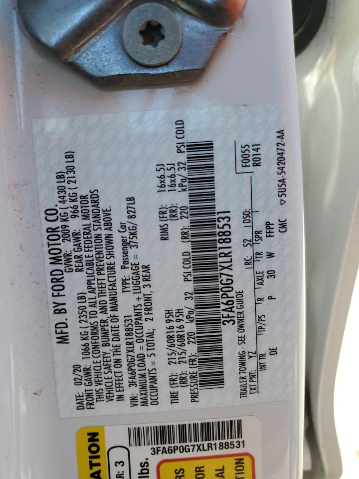 Lot #3316709459 2020 FORD FUSION S