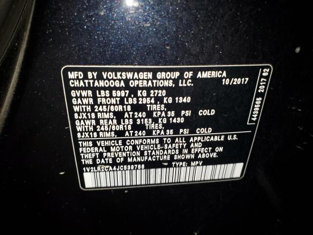 2018 VOLKSWAGEN ATLAS SE 1V2LR2CA4JC539786