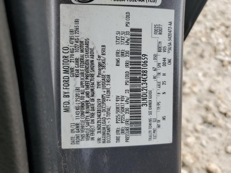 2012 LINCOLN MKZ HYBRID - 3LNDL2L34CR810659