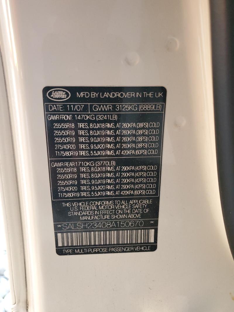 2008 LAND ROVER RANGE ROVER SPORT SUPERCHARGED #3315703721