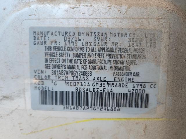 2016 NISSAN SENTRA S - 3N1AB7AP9GY246888