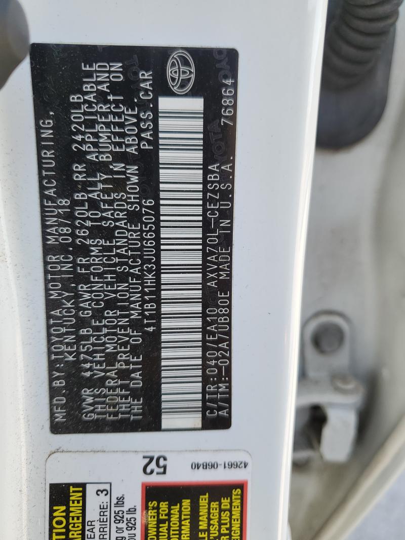 2018 TOYOTA CAMRY L #3278929068