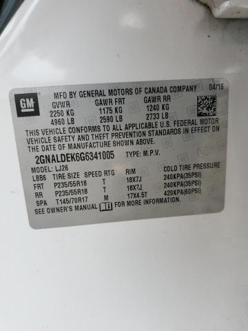 2016 CHEVROLET EQUINOX LTZ 2GNALDEK6G6341005