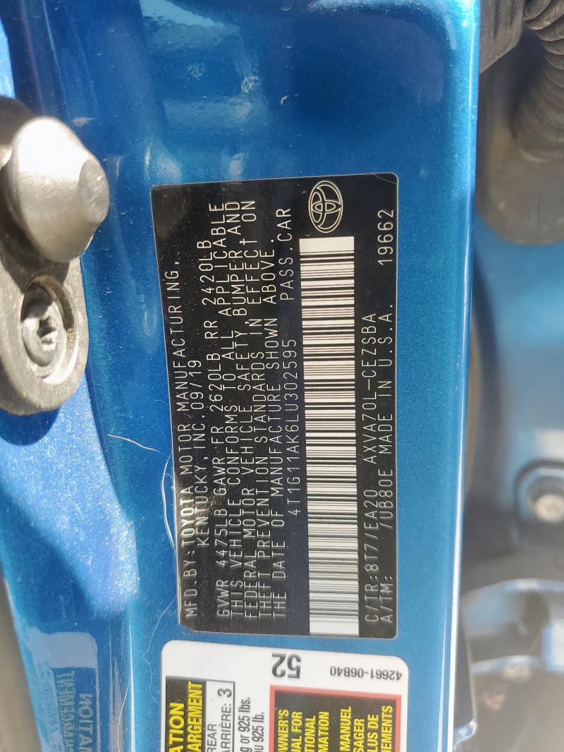 2020 TOYOTA CAMRY SE 4T1G11AK6LU302595