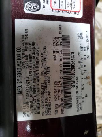 2011 FORD FUSION SEL - 3FAHP0JG2BR266378