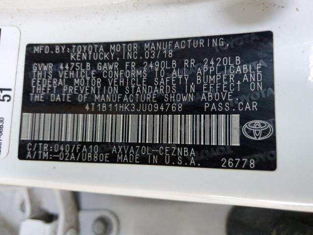 2018 TOYOTA CAMRY L #3302962671