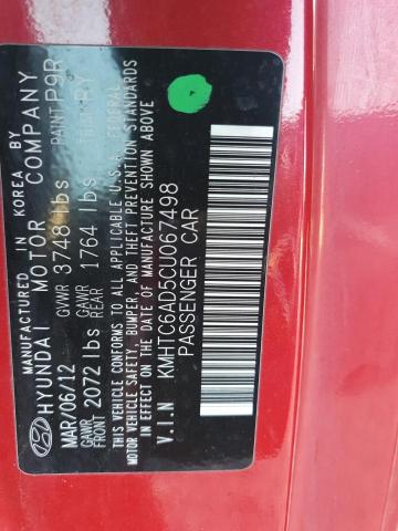 2012 HYUNDAI VELOSTER - KMHTC6AD5CU067498