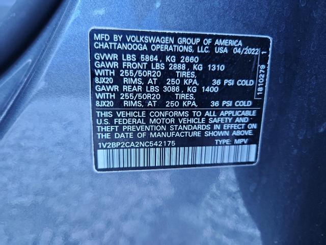 2022 VOLKSWAGEN ATLAS SEL - 1V2BP2CA2NC542175