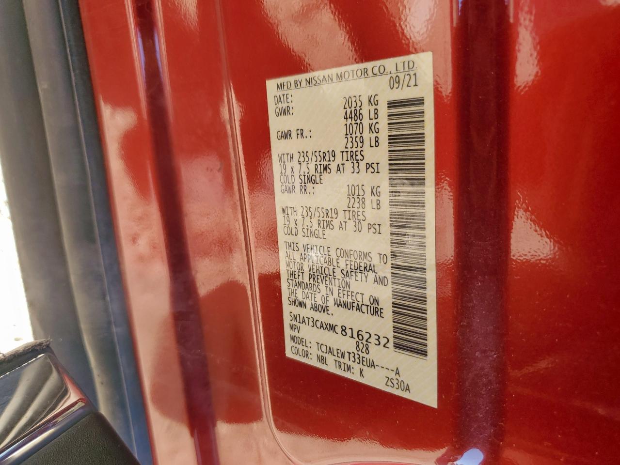 Lot #3318166370 2021 NISSAN ROGUE SL