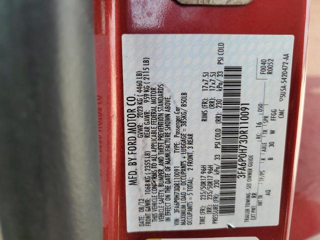 2013 FORD FUSION - 3FA6P0H73DR110091