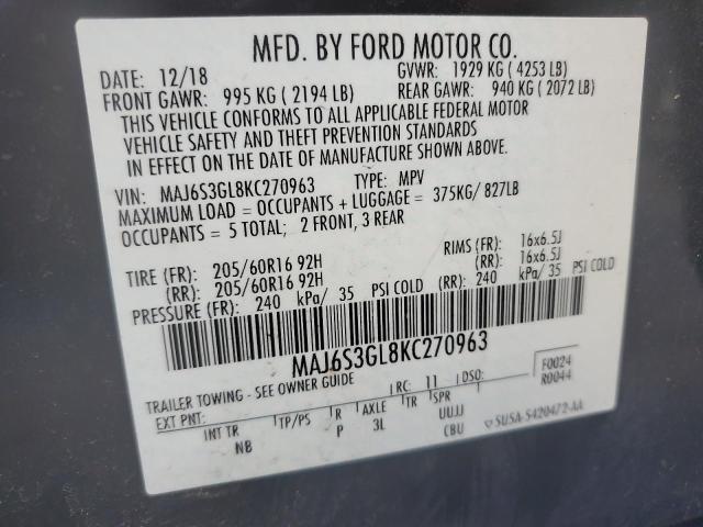 2019 FORD ECOSPORT SE - MAJ6S3GL8KC270963