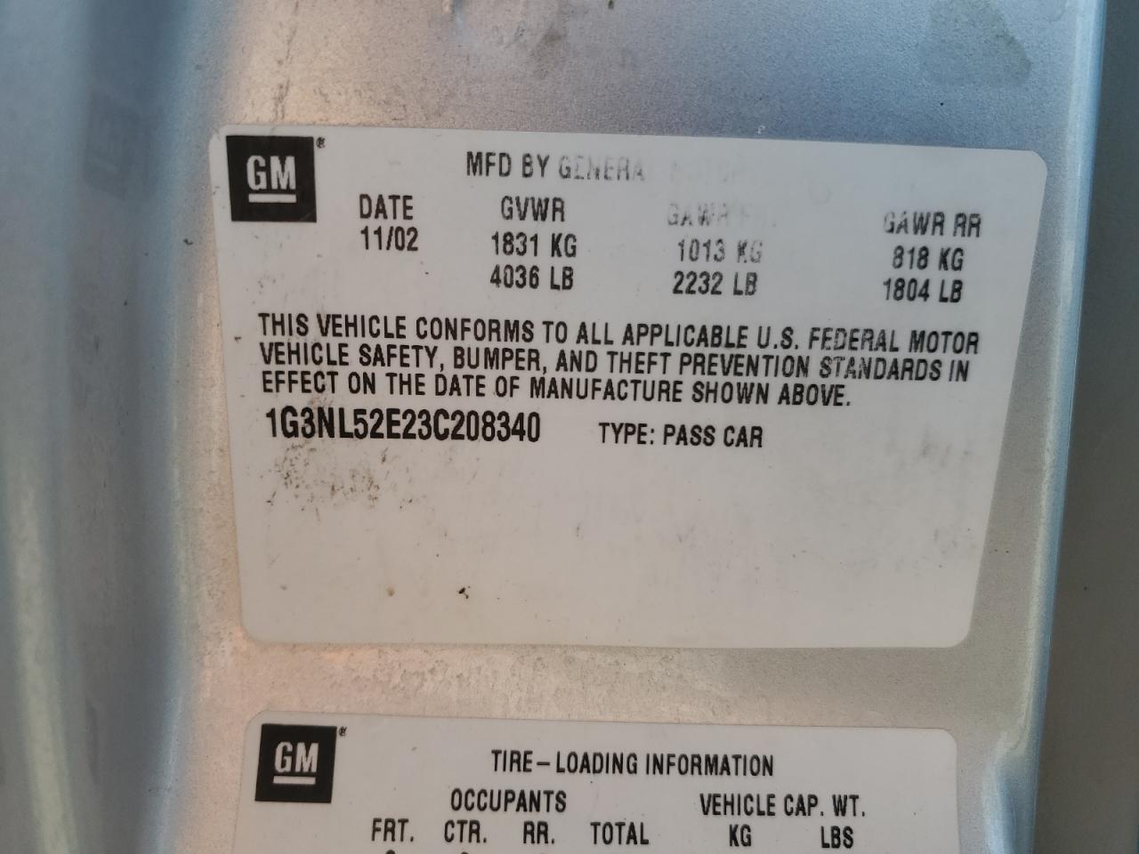 Lot #3282767304 2003 OLDSMOBILE ALERO GL