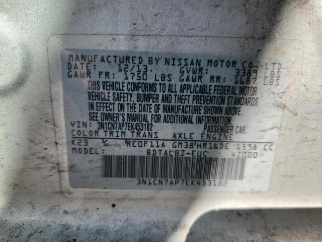 2014 NISSAN VERSA S - 3N1CN7AP7EK453182