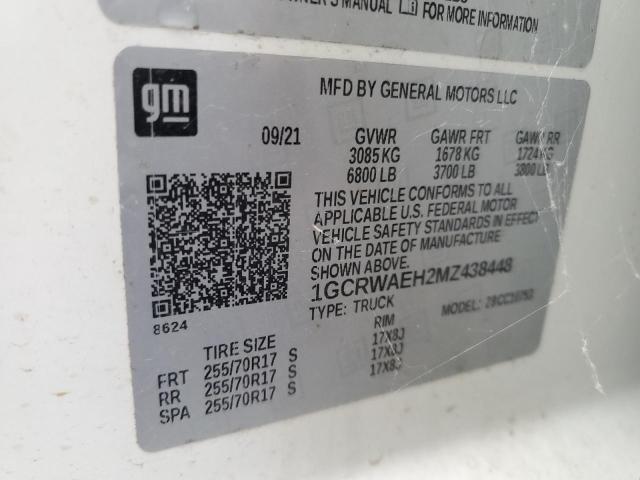 2021 CHEVROLET SILVERADO 1GCRWAEH2MZ438448