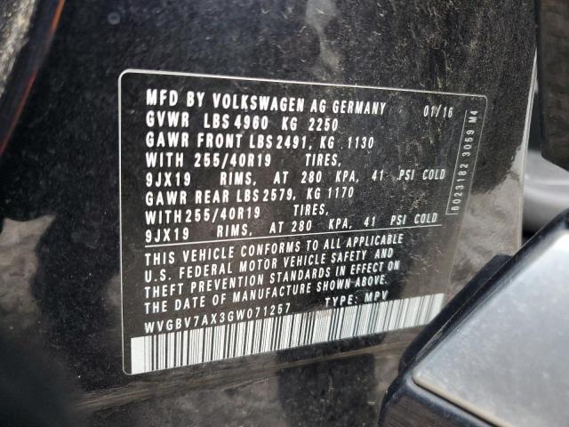 2016 VOLKSWAGEN TIGUAN S WVGBV7AX3GW071257