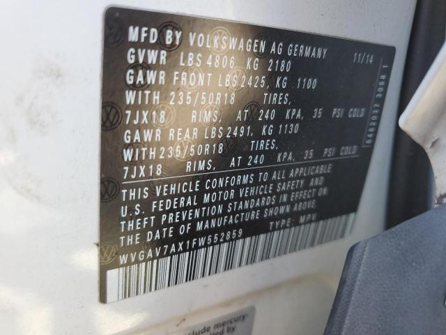 2015 VOLKSWAGEN TIGUAN S - WVGAV7AX1FW552859