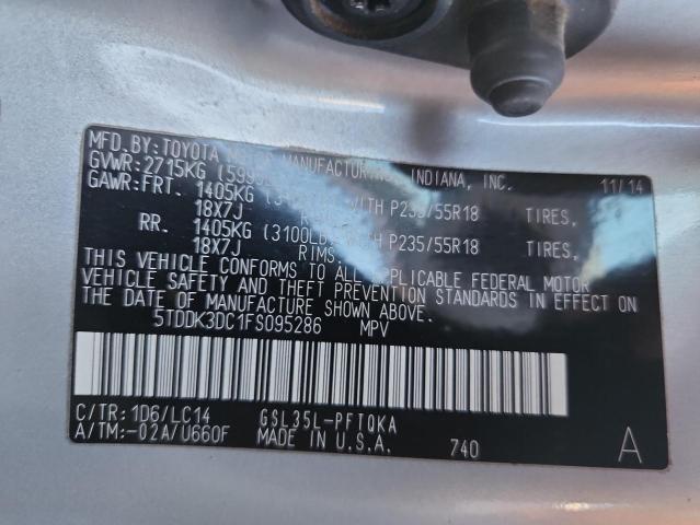 2015 TOYOTA SIENNA XLE - 5TDDK3DC1FS095286