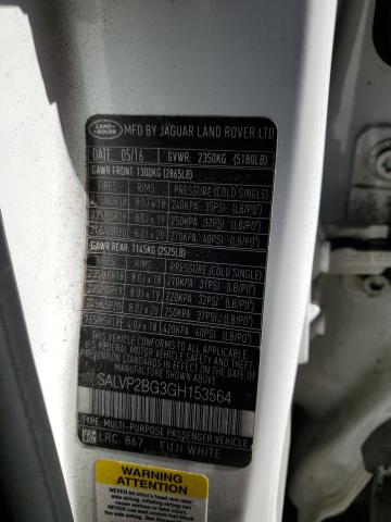 2016 LAND ROVER RANGE ROVER EVOQUE SE SALVP2BG3GH153564