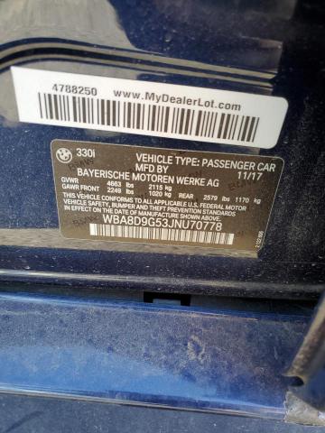 2018 BMW 330 XI WBA8D9G53JNU70778