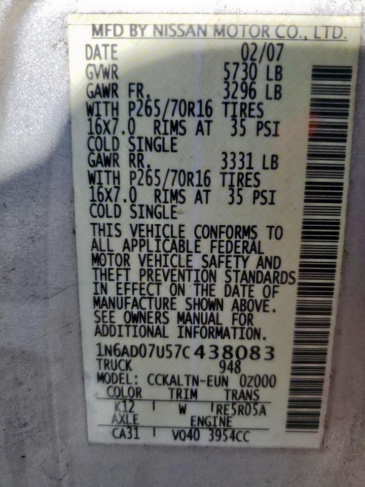 Lot #3305681752 2007 NISSAN FRONTIER C