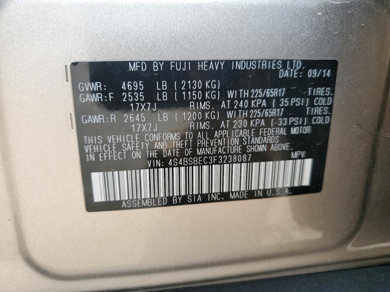 SUBARU OUTBACK 2.5I PREMIUM