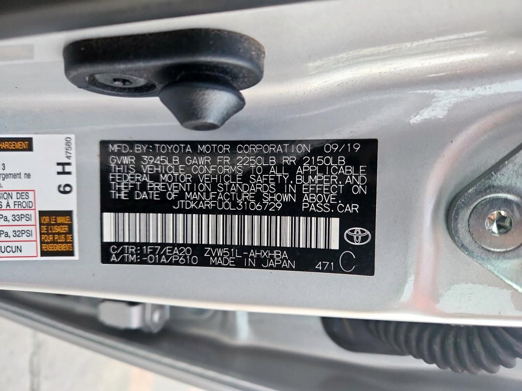 2020 TOYOTA PRIUS XLE #3265311593