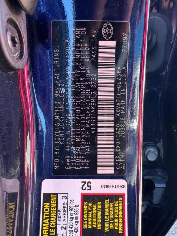 2021 TOYOTA CAMRY SE - 4T1G11AK9MU613732