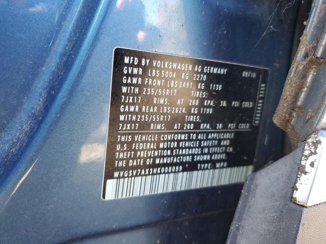 2017 VOLKSWAGEN TIGUAN WOL WVGSV7AX3HK008099