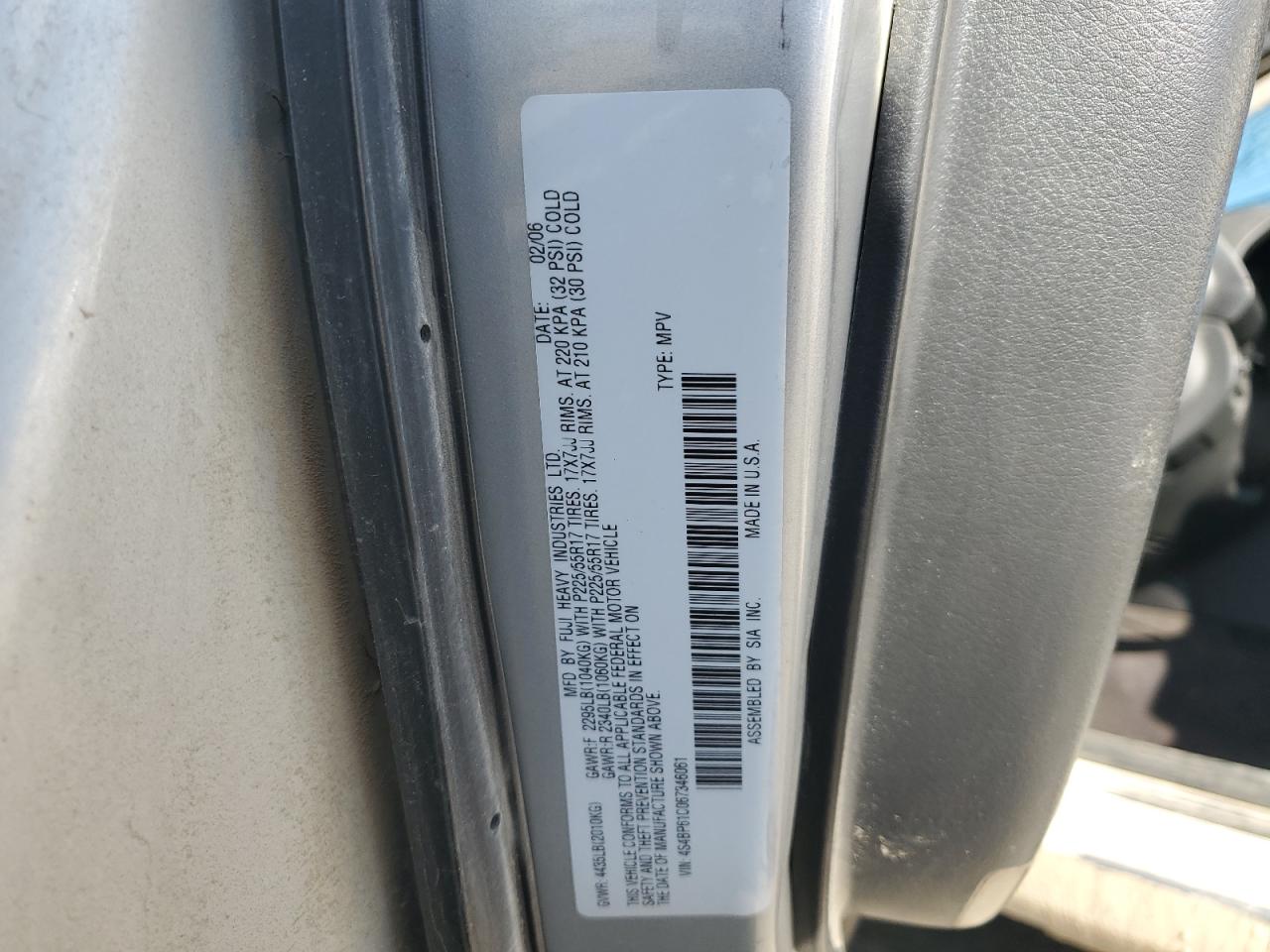 Lot #3294290876 2006 SUBARU LEGACY OUT
