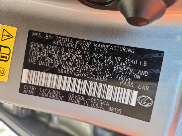 2016 LEXUS ES350 - 58ABK1GGXGU003099