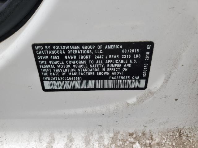 2018 VOLKSWAGEN PASSAT GT 1VWJM7A30JC049951
