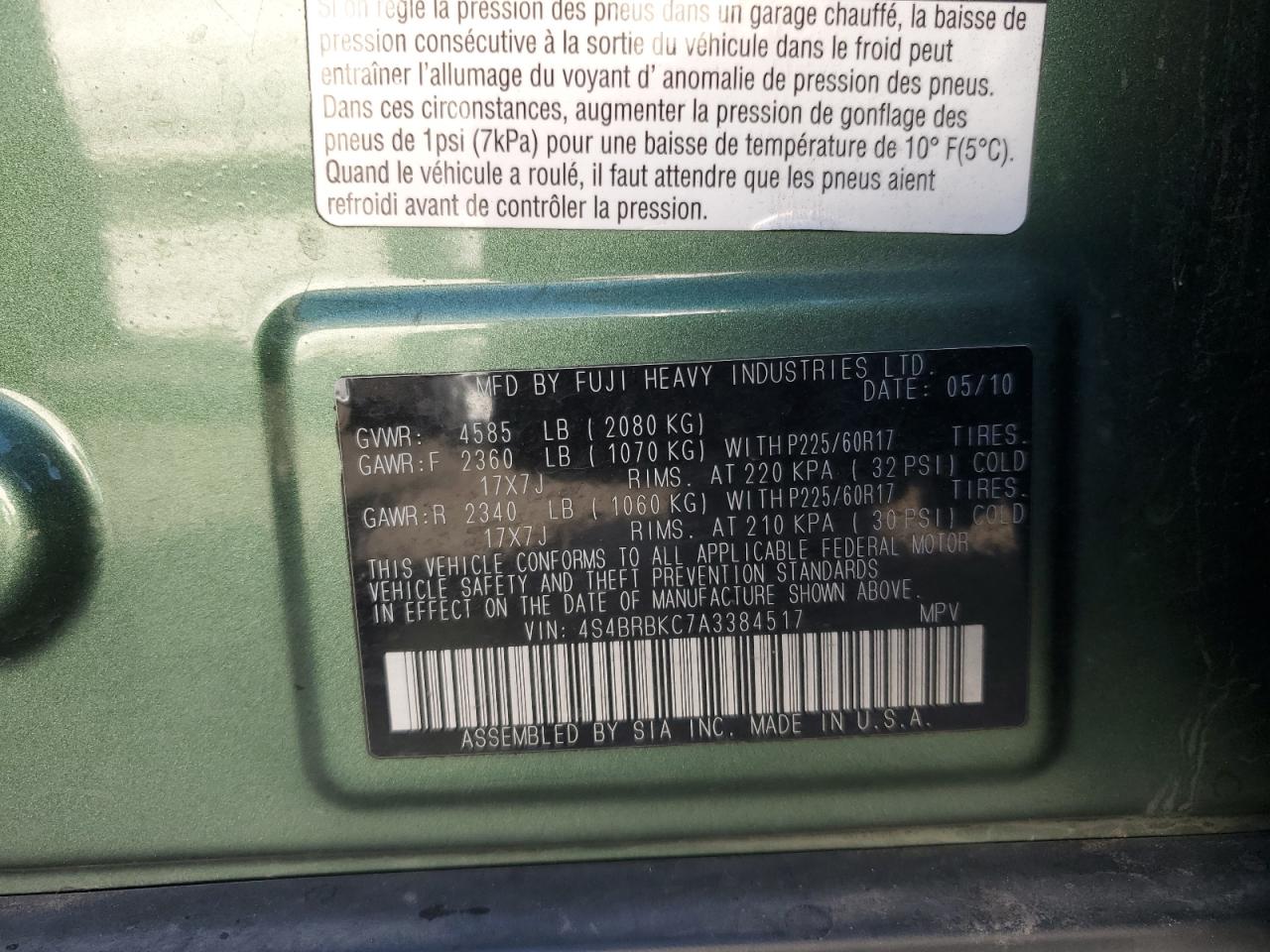 SUBARU OUTBACK 2.5I LIMITED