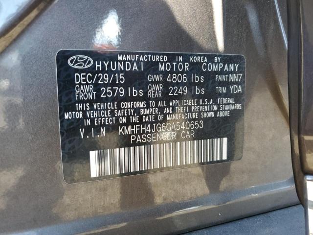 2016 HYUNDAI AZERA LIMI KMHFH4JG6GA540653