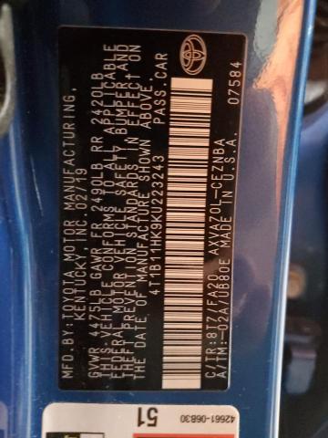 2019 TOYOTA CAMRY L - 4T1B11HK9KU223243