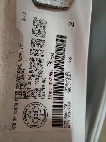 2012 TOYOTA TUNDRA CRE - 5TFHY5F10CX265067