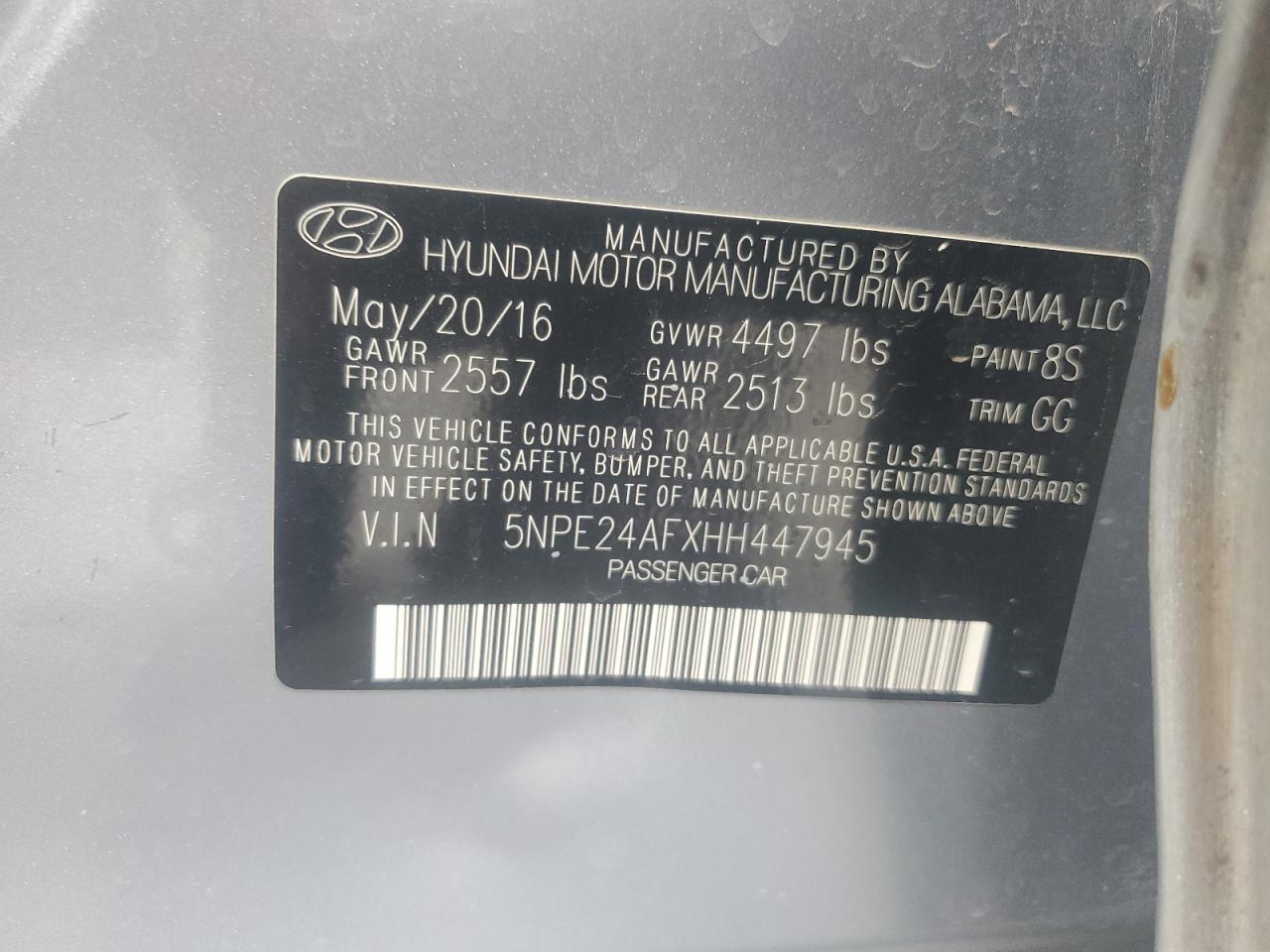Lot #3318053391 2017 HYUNDAI SONATA SE