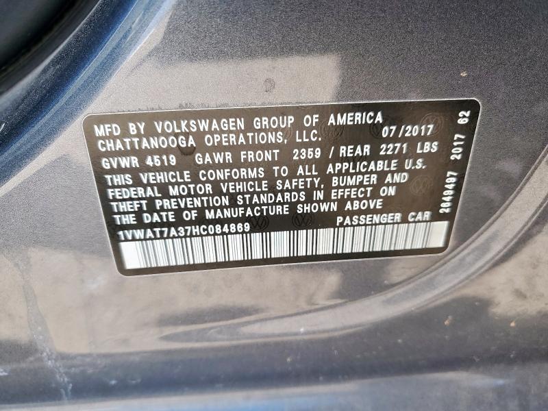 2017 VOLKSWAGEN PASSAT S - 1VWAT7A37HC084869