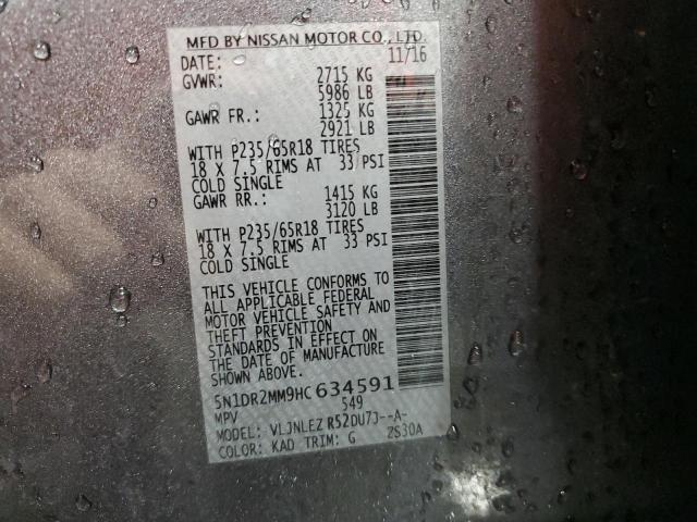 2017 NISSAN PATHFINDER 5N1DR2MM9HC634591