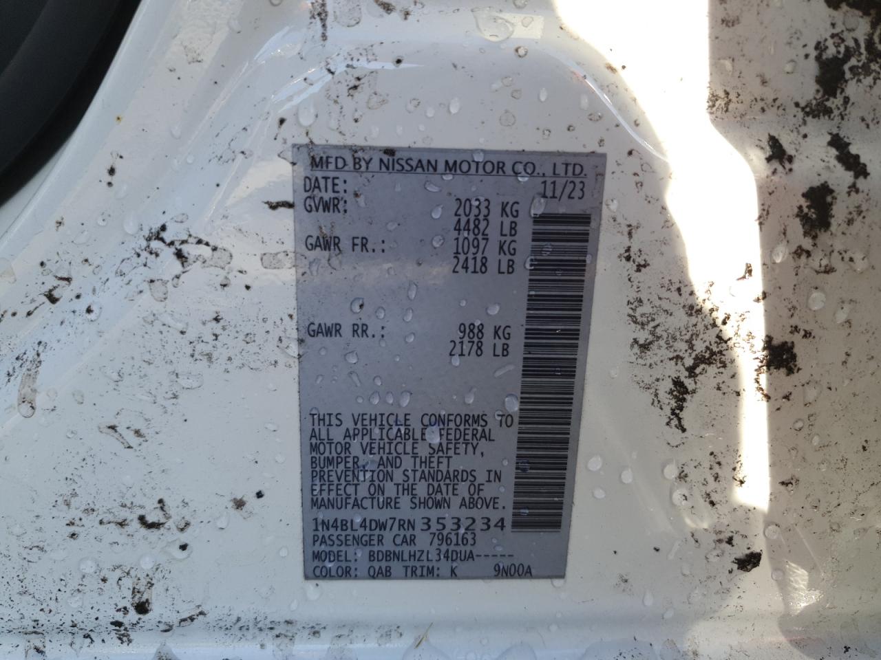 Lot #3294462545 2024 NISSAN ALTIMA SV