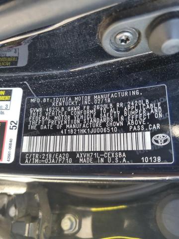 2018 TOYOTA CAMRY HYBR 4T1B21HK1JU006510