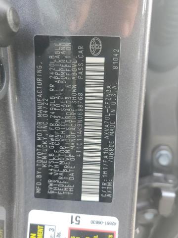 2022 TOYOTA CAMRY LE #3298027173