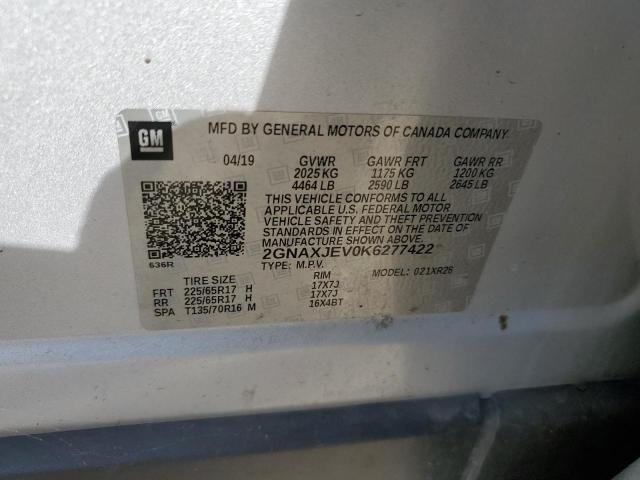 2019 CHEVROLET EQUINOX LT 2GNAXJEV0K6277422