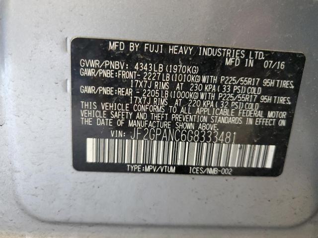 2016 SUBARU CROSSTREK JF2GPANC6G8333481