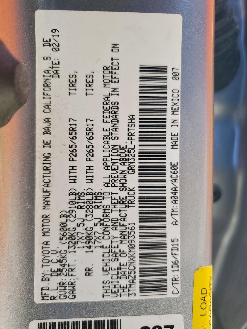 2019 TOYOTA TACOMA DOU - 3TMAZ5CNXKM093561